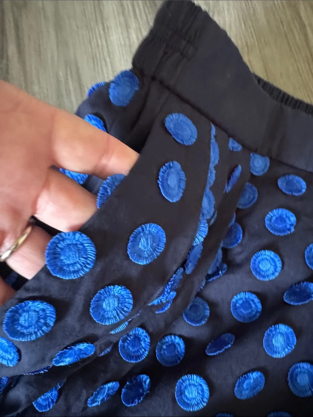 J.Crew Embroidered Polka Dot Midi Skirt Navy Blue Royal Blue Dots 0 petite